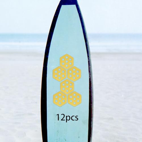 Menolana 12Pcs Surfboard Traction Pads Deck Pads Decking Accessories Non Slip Mat Deck Grip for Water Sports Kiteboards, Yellow
