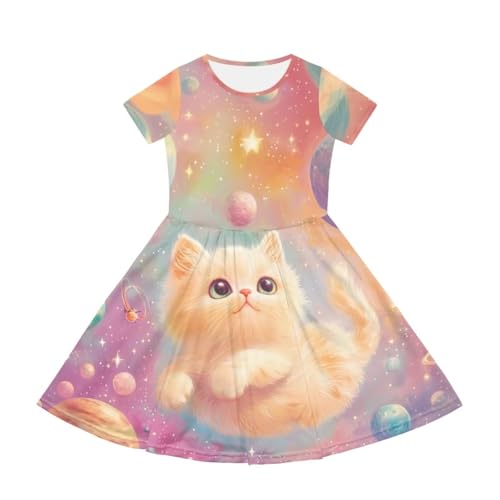 Image of Short Sleeve Dress for Girls with Pockets Cute Toddler Girl Clothes Summer 2-12