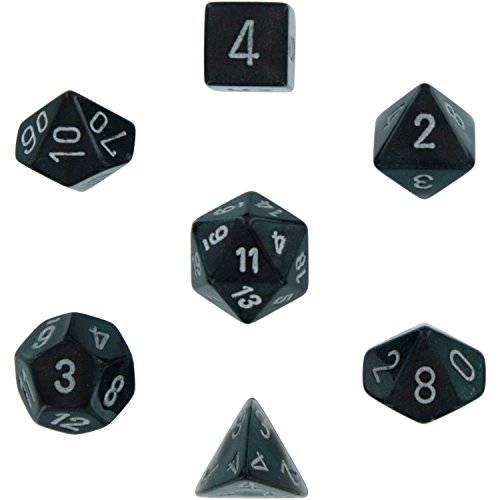 Polyhedral 7-Die Borealis Dice Set - Smoke with Silver (Discontinued)