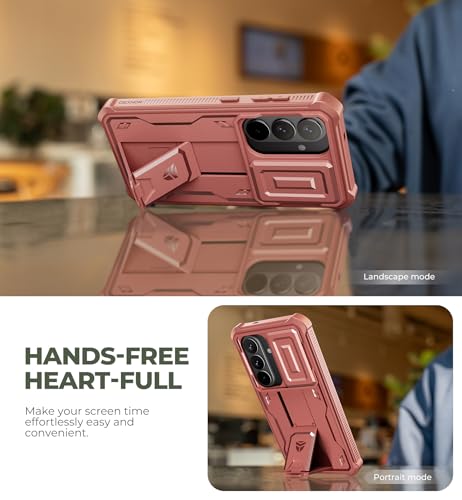 Image of Dexnor for Samsung Galaxy S26 Case with Upgraded Slide Camera Cover & 2 Front Frames & Built-in Screen Protector & Kickstand, Heavy-Duty Rugged Case Full-Body Protective Cover(2026),6.3 inch,Maroon Red