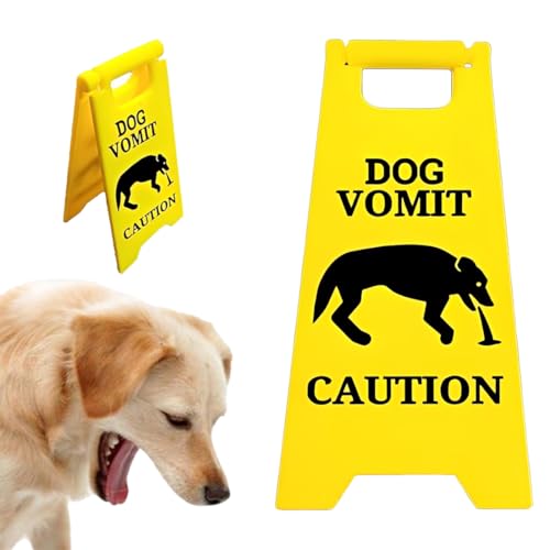 Hundekotzesignal, Lustiges Hundekotzesignal, Warnschild für nassen Boden, Miniatur-Knebel, Haustierkotzesignal-Warnschild, gedruckt in Kunststoff, Warnschild vor Glätte, gelb (A)