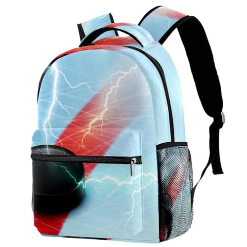 Sac à dos d'école hockey sur glace bleu multicolore 29.4x20x40cm pour voyage et loisirs