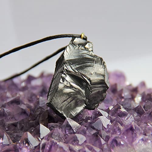 Karelian Heritage Elite Shungite Pendant | Minimalistic Black Crystal Jewelry | Defender Shield Protection Necklace Raw Stone | Chakra Healing Crystal Necklace, Reiki Meditation, Grounding3