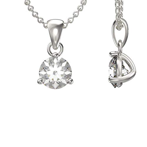 Image of Aeon Birthstone Necklace - April Clear White | 925 Sterling Silver & Cubic Zirconia | Polishing Cloth Included | Jewellery Gifts