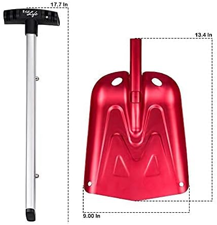 review FridLife Folding Snow Shovel, Rugged Compact Emergency Tool for Car, Snowmobiles, or ATV – Compact Winter Survival Gear for Camping, 2 Piece Collapsible Hand Shovel, Lightweight Aluminum - Red