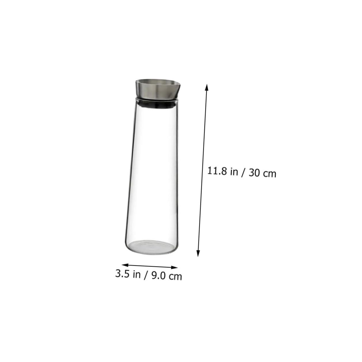 VANZACK Jarra de Agua Fría de Vidrio de Borosilicato 1l Tapa de Acero Inoxidable, Gran Capacidad y Diseño Antigoteo para Uso en Casa y Oficina