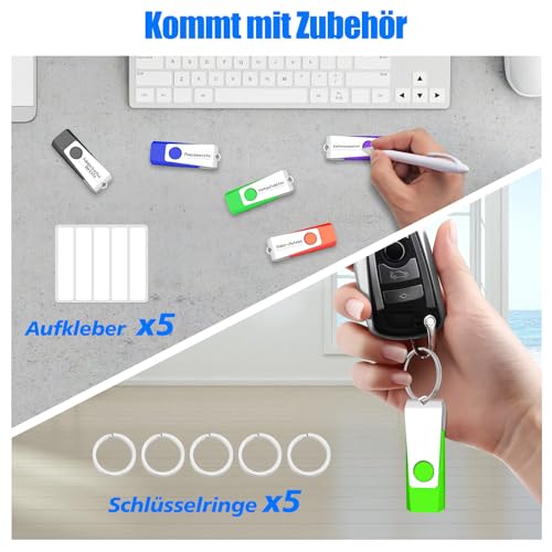 TEWENE USB Stick 2GB 5 Stück Set,USB Speicherstick Flash Drive Memory Stick,High Speed USB 2.0 Mehrfarbig Rotate.