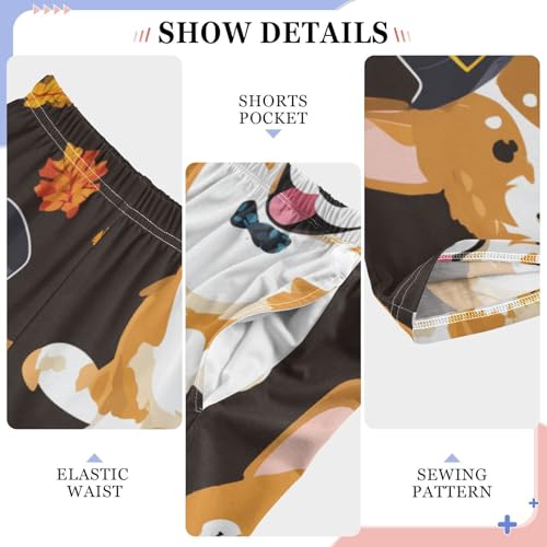 Corgi Dog Turkey Maple Boys Long Pants Soft Trousers Elastic Waist Kids Lounge Bottoms with Pockets S-XL4