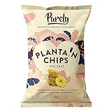 Purely Plantain Chips - Low Fat Plantain Crisps - Gluten Free Snacks - Healthy Alternative Snack Multipack - Vegan, Nutritious & All Natural - Sea Salt - 75g x 10 Pack