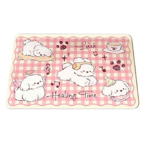 ペットフィーディングマット | 犬猫兼用ウォーターボウルマット - 水こぼれ防止の速乾性滑り止めパッド 猫用 室内用 プレースマット サイズ約30x40センチ