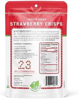 Nature’s Turn Freeze-Dried Strawberry Crisps – Healthy, Gluten-Free, Crispy & Delicious, Plant-Based Snack, Ideal for Cereal, Smoothies, School Lunches, & On-the-Go, Bags of 2 (1.2 oz Each)