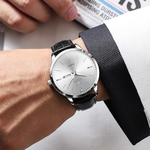 Image of OLEVS Men Watches Dress Waterproof Leather Band Classic Large Face Luxury Watches for Men Casual Fashioned Nice Analog Watch Men Day Date Easy Reader Quartz Original Business Adjustable Watches Men
