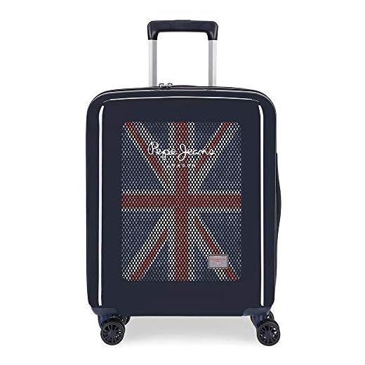 Pepe Jeans Malden Maleta de cabina Azul 38x55x20 cms Rígida ABS Cierre Combinación Lateral 34L 2,6 kgs 4 Ruedas Dobles Equipaje de Mano