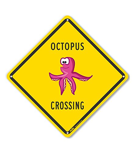 Panneau plastique Pieuvre Crossing 25,4 cm plaque signalétique carrée