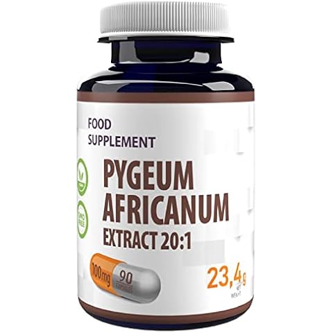 Pygeum Africanum 20000mg Equivalent (100mg of 20:1 Extract) 90 Vegan Capsules, 13% phytosterols, Certificate of Analysis by AGROLAB Germany, High Strength, Gluten and GMO Free Cover