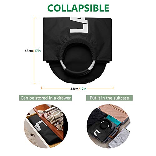 Ihomagic Portable Laundry Hamper, Laundry Basket With Aluminum Handle, 120L Xl Foldable Washing Bin, Oxford Fabric Laundry Bag Oversize Storage Bin For Kids Toys, Blankets (Xl, Black) #TOP5
