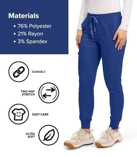 Med Couture Calça feminina Touch Scrub Yoga Jogger com 5 bolsos e cordão na cintura - MC7710, Galáxi