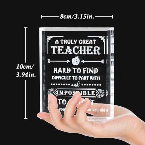 Image of Teacher Gifts for Women Men Crystal Keepsake, Laser Engraved Teachers Appreciation Gifts Ideas, Best Teacher Ever Gift for Graduation Christmas