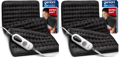Image of GENIANI Electric Heating Pad for Back Pain & Cramps Relief, Electric Throw, Auto Shut Off, Machine Washable, Moist Heat Pad for Neck & Shoulder, 12x24 (Pack of 2)
