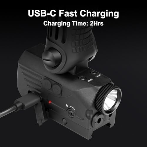 1200 Lumens LED White Flashlight with Dual Laser Sights, Rechargeable Red&Blue Laser Beams with 5 LED Light Modes - Hard Anodized Aluminum, Laser Class IIIA, Less Than 5mW by QR-Laser - Image 6