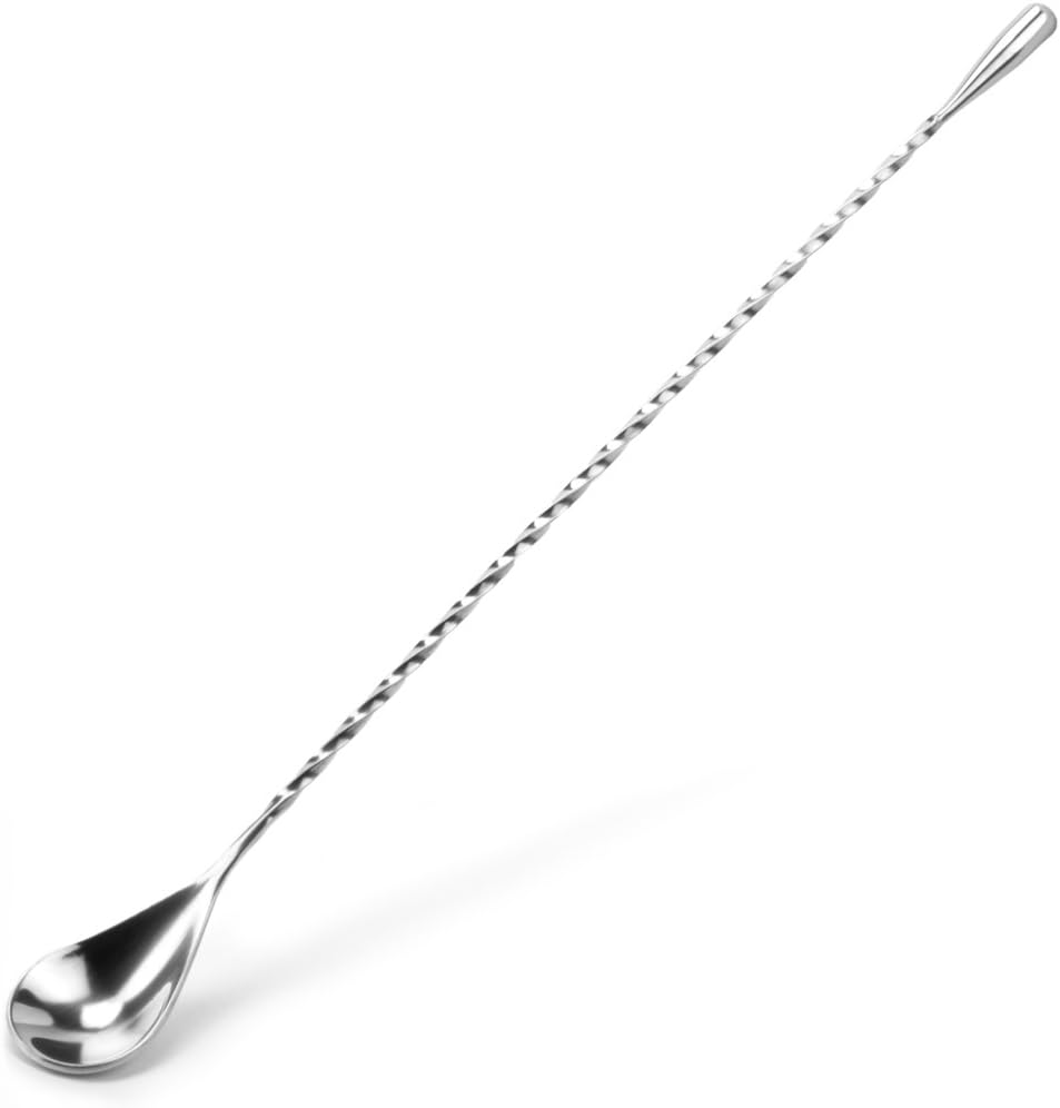Twisted Mixing Spoon, Long Handle Stainless Steel Cocktail Bar Spoons in Three Sizes (12-inch)
