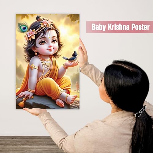Image of Twinster Bal krishna Posters Photo for Pregnant Women, Baby Poster Self Adhesive (Size 45 cm by 30 cm) Pack of 1 (Design 4)