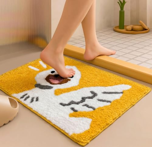 Image of VAS COLLECTIONS Luxurious 2000 GSM Microfiber Bath Mat | Super Soft, Thick & Fluffy | Anti-Skid, Super Absorbent, Machine Washable Bathroom /Kitchen /Door Mat (40x60 cm, Pack of 1) (Duck Print)
