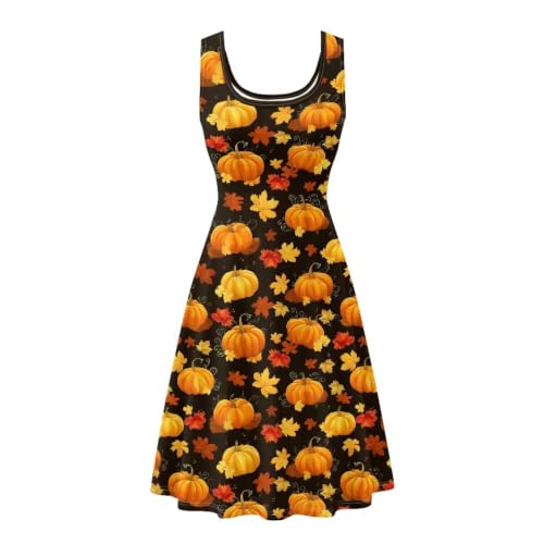 Image of Women Stylish Tank Dresses Sleeveless Round Neck Midi Casual Dress with Pocket for Summer