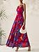 BTFBM Women Summer Floral Maxi Dresses Elegant Spaghetti Strap Dress Printed Party Dress Beach Long Dresses(Floral Navy Red Flower,Small)