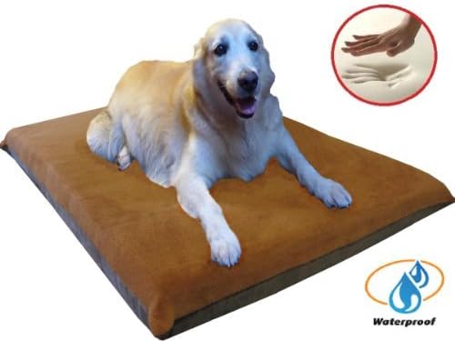 Miniatura 7 de Cama ortopédica impermeable de espuma viscoelástica para mascotas de 47 x 29 x 4 pulgadas, color marrón Sudán, para jaula de perro extragrande,