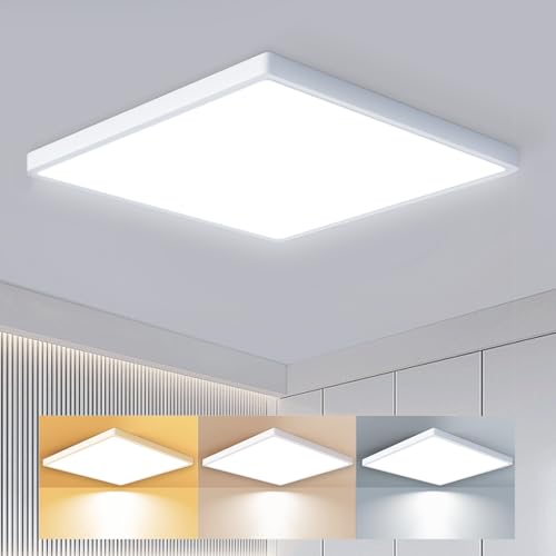 slochi 3Farben 3000/4000/6500K LED Deckenleuchte Quadrat Deckenlampe Flach Ø22cm 18W 1800LM Ultra Dünn LED Deckenleuchte für Schlafzimmer Wohnzimmer Bad Balkon Flur Küche Eingang