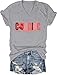 UJJVHY Cardiac Nurse T-Shirt, Retro Cardiac Nurse V Neck Tshirt for Women