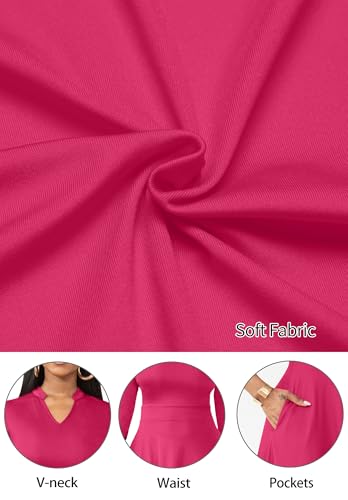 Image of Nmoder Casual Dresses for Women Semi Formal Fit and Flare 3 /4 Sleeve A-line Church Work Dress with Pockets