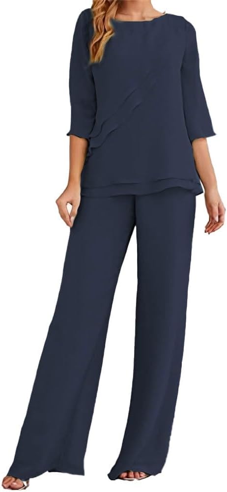 Women's Wedding Pant Suits Elegant Mother of The Bride Pant Suit Chiffon Pants Suits for Women