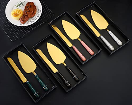 Axiaolu Wedding Cake Knife And Server Set, Gold Cake Knife Set For Wedding, Stainless Steel Ceramic Handle Cake Pie Serving Set Gift For Anniversary Birthday Parties (White) #TOP5