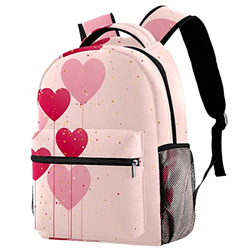 Sac à dos de voyage cœurs roses idéal pour l'école et les sorties