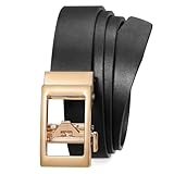 LEACOOLKEY Automatik Damen Ratschen Ledergürtel Verstellbarer Ohne Löcher Damengürtel für Jeans Hosen mit goldener Schiebeschnalle,3cm Breite