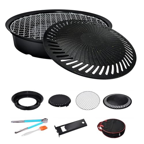 Barbecue Pan,Round Griddle,BBQ Grill Pan,Barbecue Portable Hot Plate,for Indoor and Outdoor with Stainless Steel Baking Pan,Accessories,Tray Remover,Carrying Bag