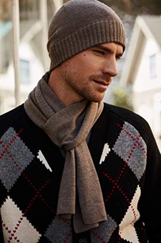 Eurkea Men's 100% Merino Wool Scarf, Beanie Hat Gift Box Set Taupe #TOP6