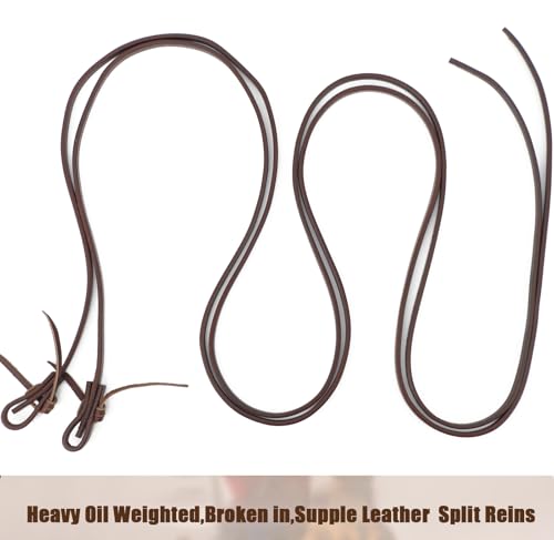 Jeereal Extra Heavy Harness Split Reins, Heavy Oil Weighted,Broken in,1/2" Width Supple Working Tack Western Horse Leather Reins - Image 4