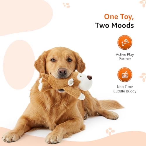 Image of Amazon Basics Jumbo Monkey Plush Dog Toy | Soft Squeaky Cuddle & Play Toy | Machine Washable | for Medium to Large Dogs | 10-30 kg | Reinforced Stitching