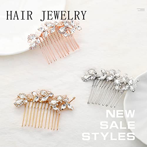 Foyte Crystal Bride Wedding Hair Comb Silver Bridal Headpieces Rhinestone Pearl Hair Pieces Bridesmaid Side Combs Hair Accessories For Women And Girls (Silver) #TOP4