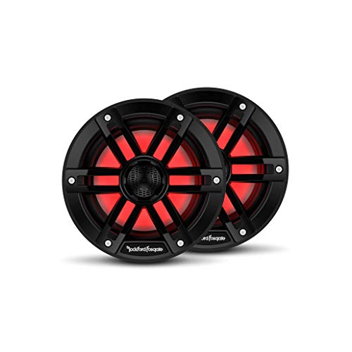 Rockford Fosgate M1-6B Color Optix 6” 2-Way Coaxial Multicolor LED Lighted Marine Speakers - Black (Pair)