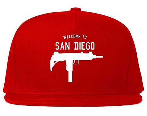 Welcome to San Diego Uzi Machine Gun California Snapback Hat Cap Red