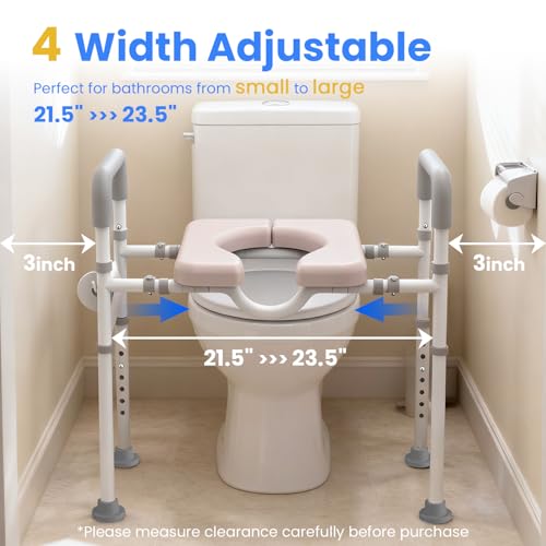 Image of Male-Friendly Width & Height Adjustable Raised Toilet Seat With handles | Toilet Riser for Elderly, Handicap, Elevated, Fit Any Toilet, 400lbs