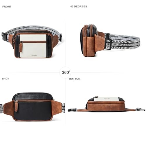 Image of LATMAP 3L TRIPLE ZIP Fanny Packs Belt Bag For Women Men Crossbody Waist Pack Sling Chest Bum Travel Bag Purse Faux Leather Fashion Cute Black