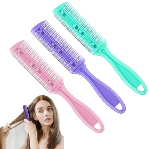 ANBOO Peigne Rasoir Et Effileur 3 Pièces, Ciseaux Coiffure Desépaississant Cheveux, Lame Acier Inoxydable Convient Pour La Coupe Et L'éclaircissement Des...