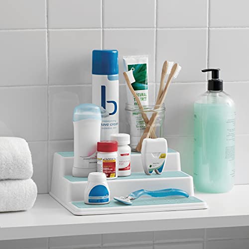 Copco Non-Skid 3-Tier Spice Pantry Kitchen Cabinet Organizer, 10-Inch, White/Aqua - Image 4