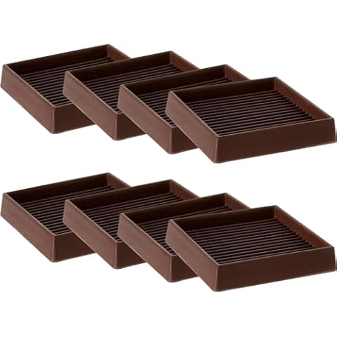 CalPalmy 3X3 Square Rubber Furniture Caster Cups with Anti-Sliding Floor Grip (Set of 8) - Customer Trusted Floor Pads for Furniture Legs and Furniture Floor Protectors Cover