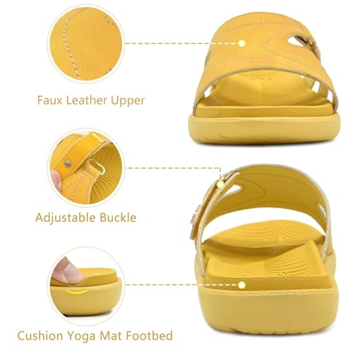 Image of KuaiLu Womens Fashion Orthotic Slides Ladies Athletic Yoga Mat Memory Foam Walking Sandals Thick Cushion Recovery Summer Beach Slippers Comfortable Plantar Fasciitis Arch Support